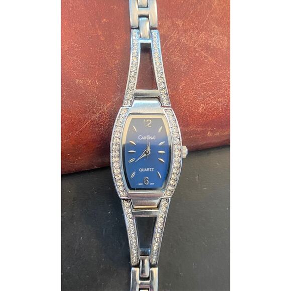 Women's Cardinal Watch, Silver Tone with Crystal Accents, Blue Face, New - Picture 1 of 3